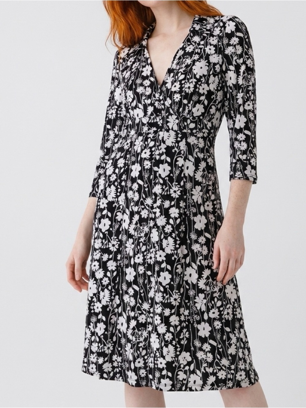 Motherhood Maternity Black and White Floral Wrap Dress